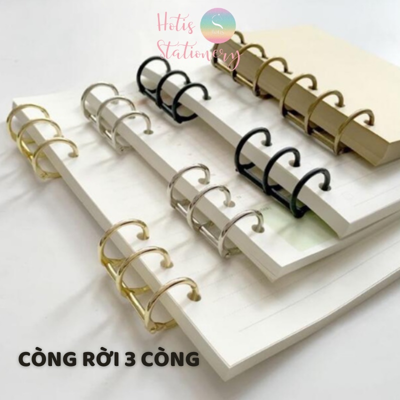 Còng rời 3 còng bằng kim loại dùng cho giấy refill làm sổ Hotis Stationery