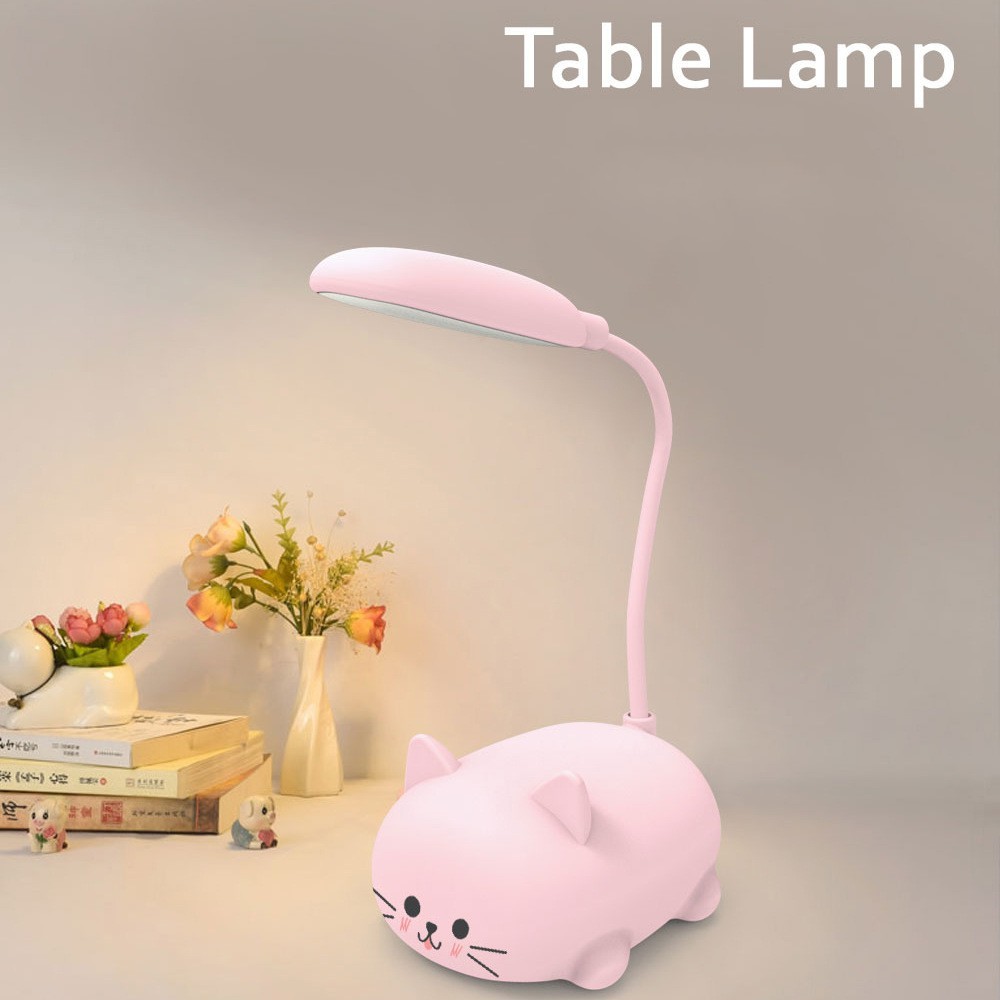 Đèn Led Đọc Sách Mini 4 Bóng Để Bàn Nhỏ Gọn Linh Hoạt Ánh Sáng Ban Đêm/Cute Cat Table Lamp