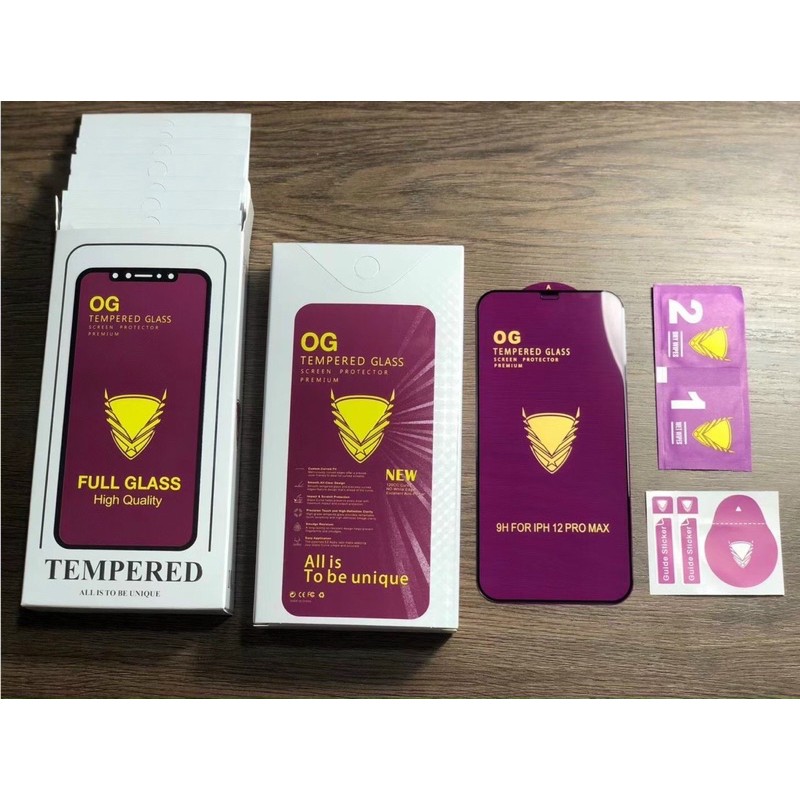 Kính Cường lực OG tím, tia chớp ESD CHỐNG MẺ CẠNH HẠN CHẾ BÁM VÂN TAY CHO 6/7/8p/ Xs/XsMax/11/12/13prm 14promax 15promax