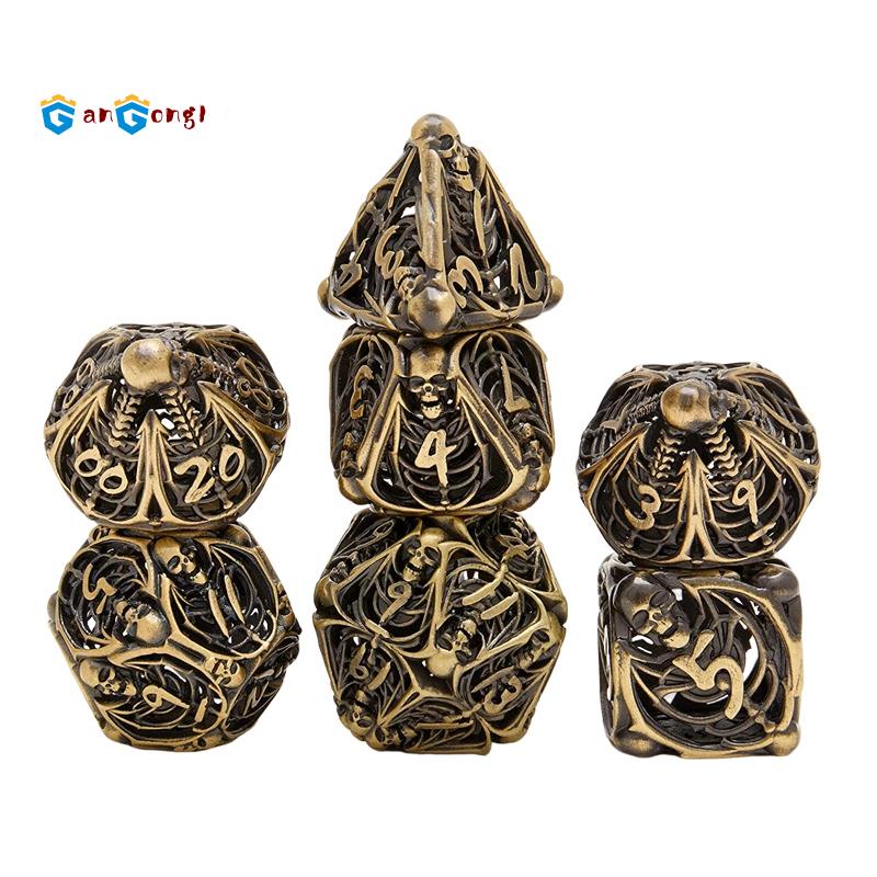 Xúc Xắc Bằng Polyhedral Hình Đầu Lâu Kim Loại Rỗng Phù Hợp Cho Dungeons Và Rồng Chơi Trò Chơi RPG DND