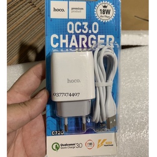 Bộ sạc nhanh củ + Dây Hoco C72Q chân Micro USB củ sạc nhanh QC 3.0 18w Charger cho các dòng máy samsung oppo xiaomi vivo