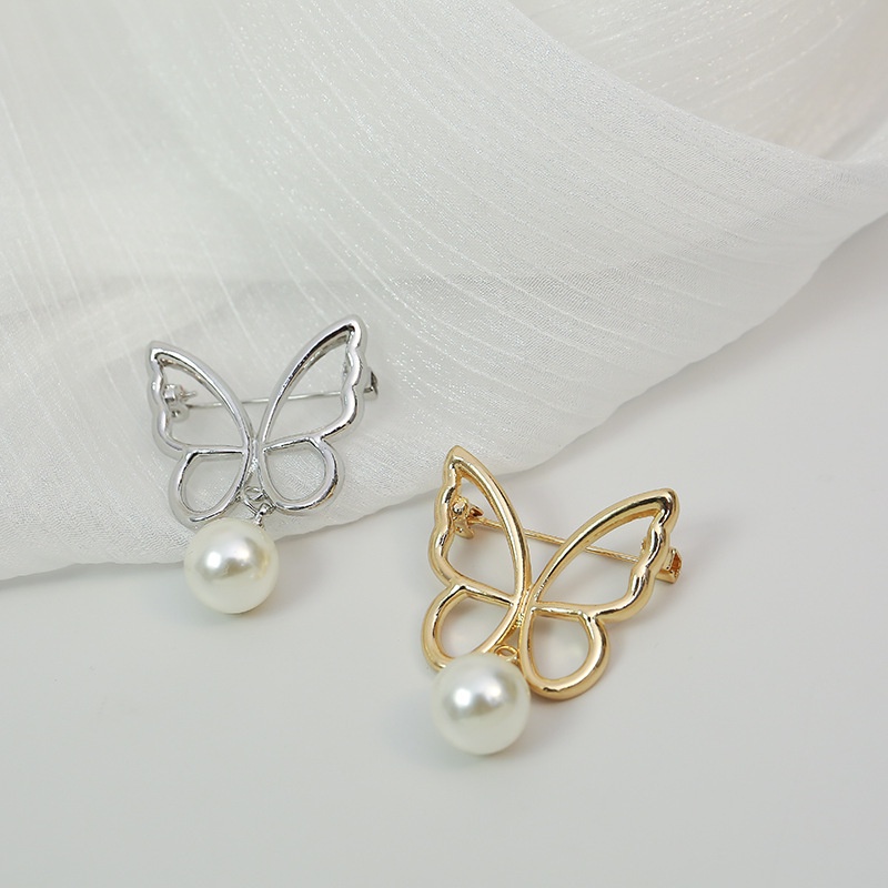 Ghim cài áo hình học bằng kim loại đính ngọc trai sáng tạo phong cách Hàn Quốc cho nam và nữ