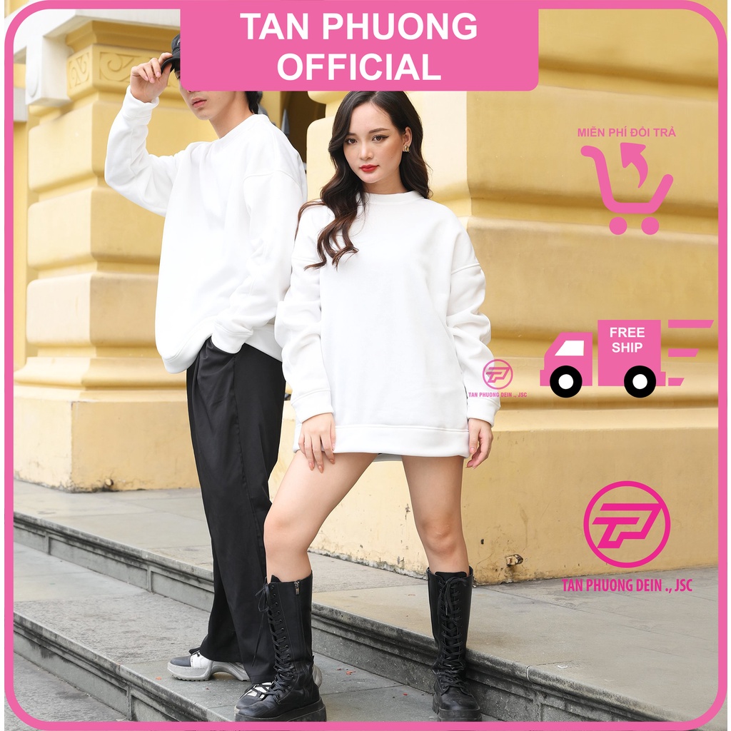 Áo đôi, áo cặp, áo trơn Hoodie nỉ bông Tân Phương màu trắng mặc cho mùa đông, xuân