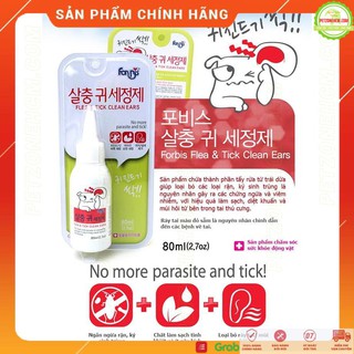 Dung dịch rửa vệ sinh tai ⚜ FREESHIP ⚜ Forcans Flea Tick Clean Ears 80ml dùng cho chó mèo