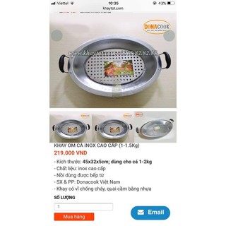 Khay cá chép om dưa inox dùng được bếp điện từ