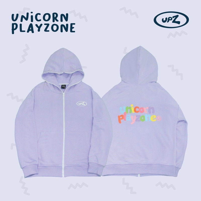 UPZ Áo Khoác Hoodie Dây Kéo In Unicorn Play Zone Chữ Bảy Màu