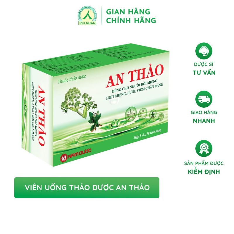 Viên uống thảo dược AN THẢO hộp 50 viên hỗ trợ giảm hôi nhiệt miệng