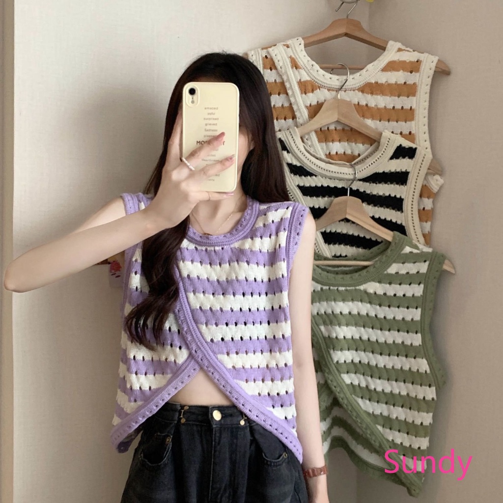 Áo Dệt Kim Sát Nách Cổ Tròn Thời Trang Mùa Thu Cho Nữ