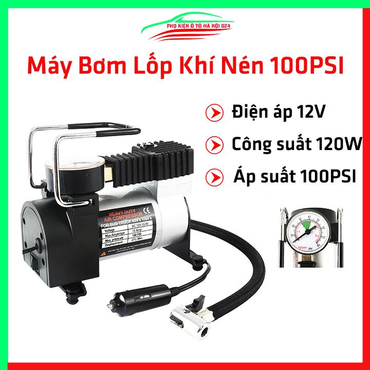 Máy bơm lốp 12V -100PSI- máy nén khí tiện lợi