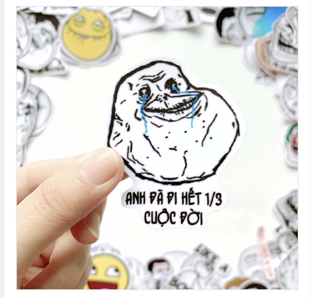 Sticker troll face meme 30 cái ép lụa khác nhau có đề can dán siêu đẹp