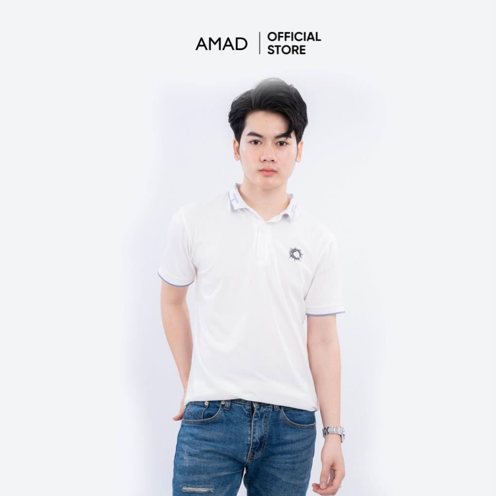 Áo polo nam cổ bẻ vải cá sấu cotton co giãn cao cấp, áo phông nam ngắn tay màu trắng Amad | BigBuy360 - bigbuy360.vn