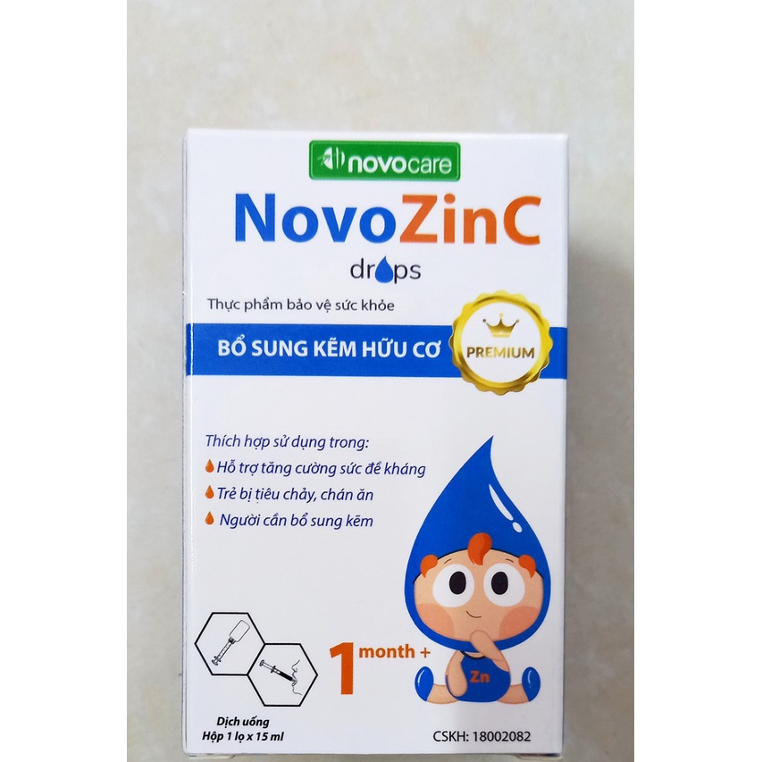 Kẽm hữu cơ Novozinc drops lọ 15ml. Hỗ trợ tăng đề kháng cho trẻ sơ sinh, phụ nữ có thai, cho con bú