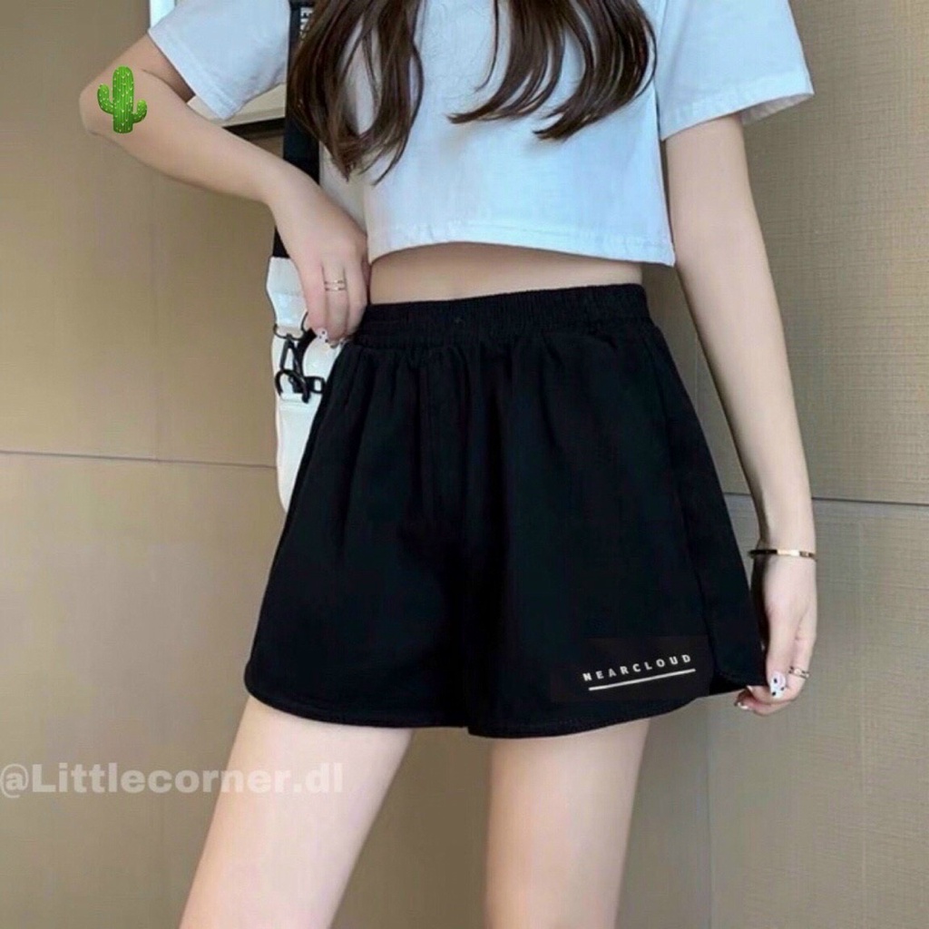 Quần đùi ống rộng in chữ nhỏ dưới cực xinh , chất thun da cá mềm mịn