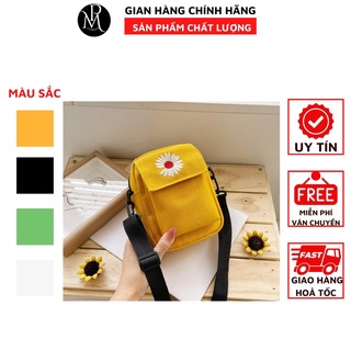 Túi đeo chéo vải canvas họa tiết hoa cúc nhỏ dễ thương size mini phong cách Hàn Quốc TC358