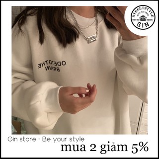 Áo sweater trắng chữ đen phong cách unisex ( Gin store )