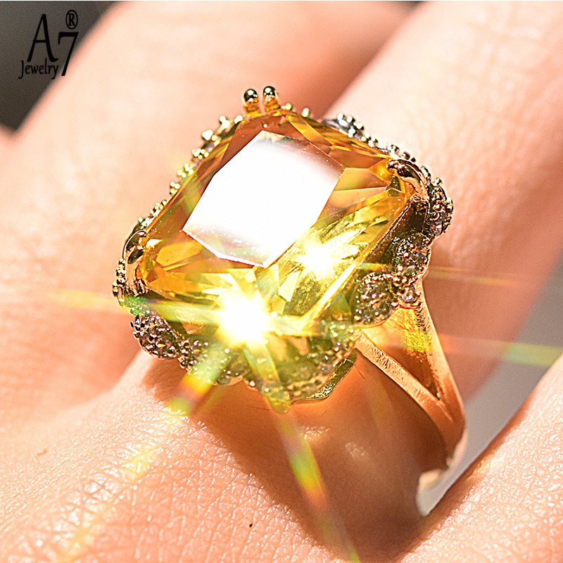 Nhẫn mạ vàng 18K đính đá sâm panh hai tông màu S925