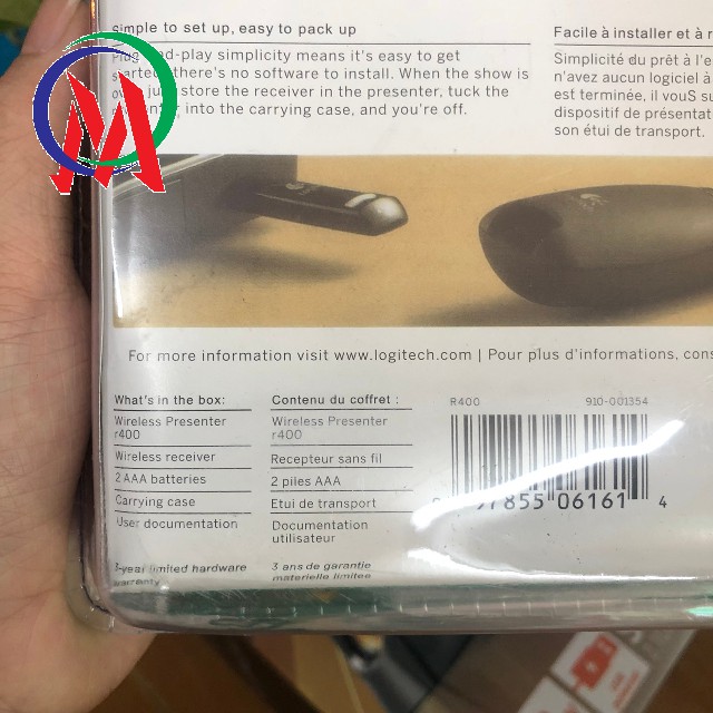 Bút trình chiếu Logitech R400 ,Bút thuyết trình Tia laser điều khiển từ xa R400 2.4Ghz dùng khi thuyết trình PowerPoint
