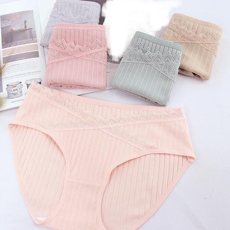 ĐỒ LÓT BẦU VÀ SAU SINH FREESHIP Quần lót cotton cạp chéo đỡ bụng bầu