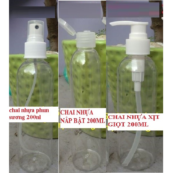 CHAI CHIẾT MỸ PHẨM 200ML LỌ ĐỰNG NƯỚC RỬA TAY PHUN SƯƠNG XỊT ẤN GIỌT NẮP BẬT CHAI ĐỰNG DẦU DỪA