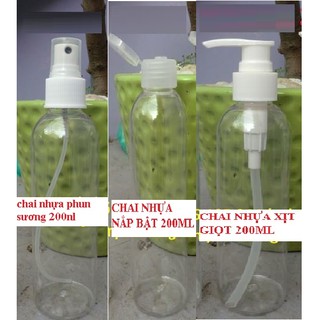 Chai Xịt Phun Sương Ấn Giọt Nắp Bật 200ml chai lọ nhựa chiết mỹ phẩm du lịch