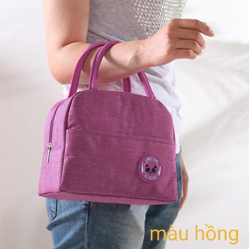 Túi giữ nhiệt loại to mang cơm văn phòng hình gấu và cáo có lớp tráng bạc giữ ấm đến 6h, quai xách chắc chắn, đủ màu