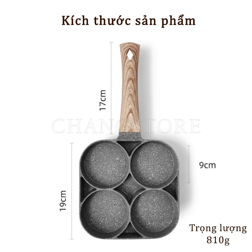 Chảo đá 4 ngăn chống dính làm bánh xèo đổ chả trứng sử dụng trên mọi loại bếp