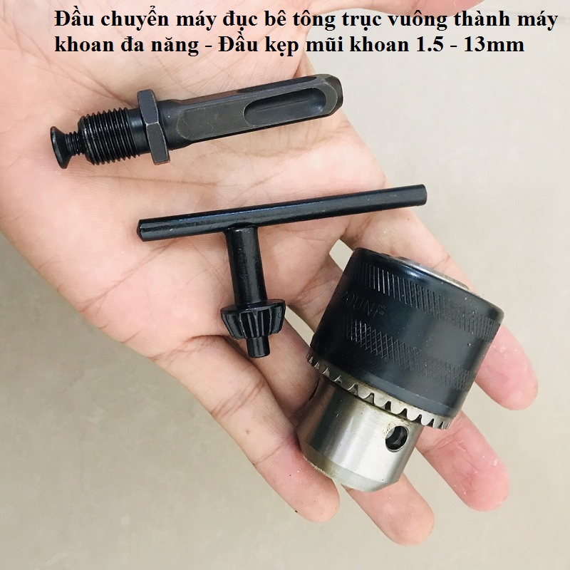 Đầu măng ranh 13mm cao cấp chuyển đổi máy khoan bê tông sang khoan bắt vít ,máy khoan trục vuông