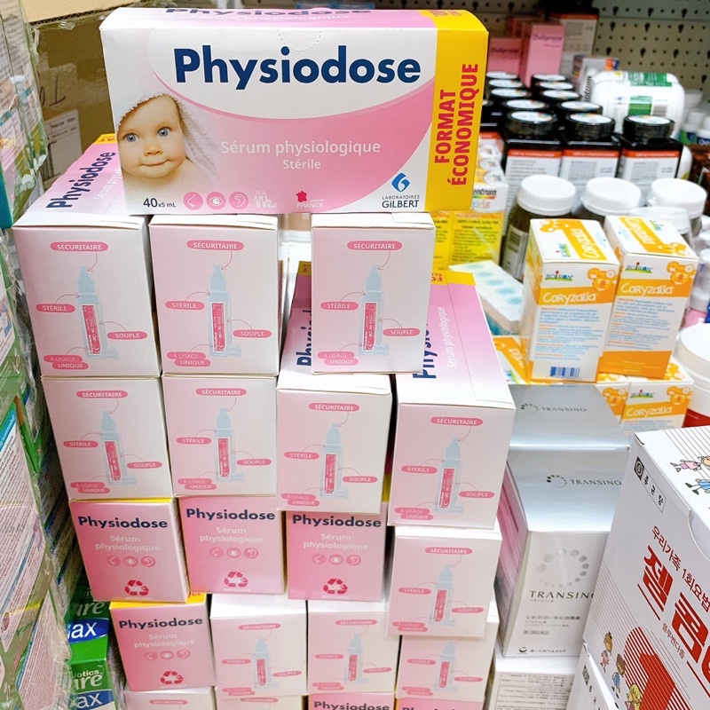 Nước muối sinh lý Physiodose Pháp tép hồng hộp 40 ống