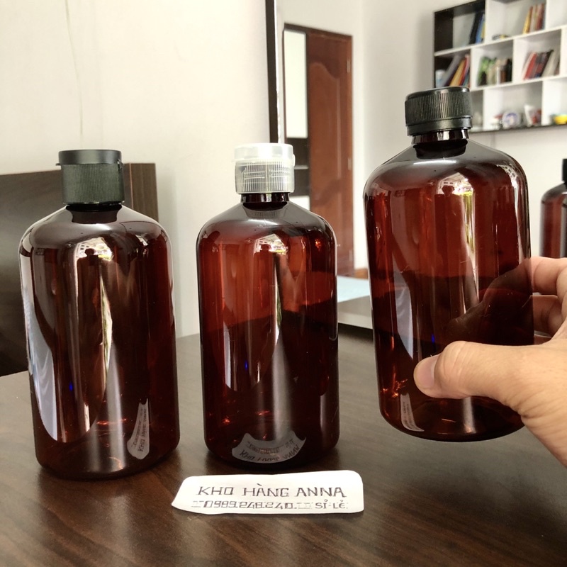Chai pet 500ml nắp bật Đen/ trong - Bình Nhựa lớn Trong/ Xanh lá / Nâu nắp Vặn Nhôm