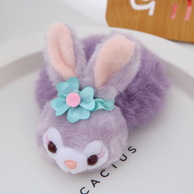 Dây Buộc Tóc Gắn Quả Cầu Lông Thỏ Dễ Thương Cho Nữ