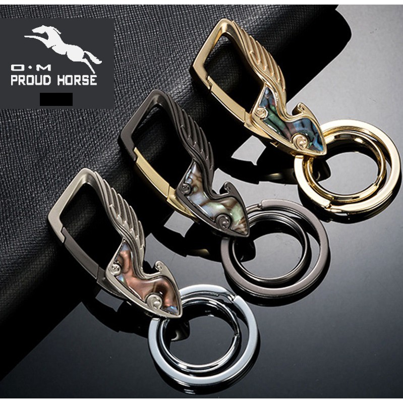 Móc Chìa Khóa Xe Máy, Móc Treo Chìa Khóa ô tô Cao Cấp Proud Horse Có Chốt Móc Đĩa Quần Bằng Inox Cao Cấp OM091