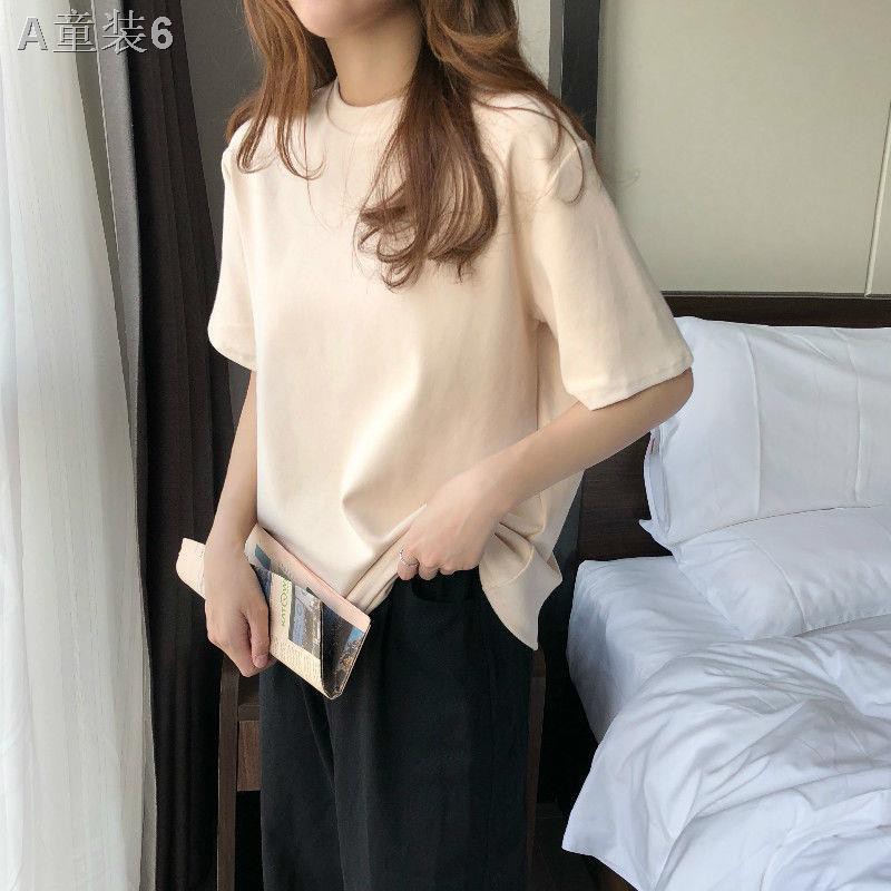 White t-shirt women s short-sleeved thick pure cotton loose simple compassionate sanding bottoming shirt inner wear sol