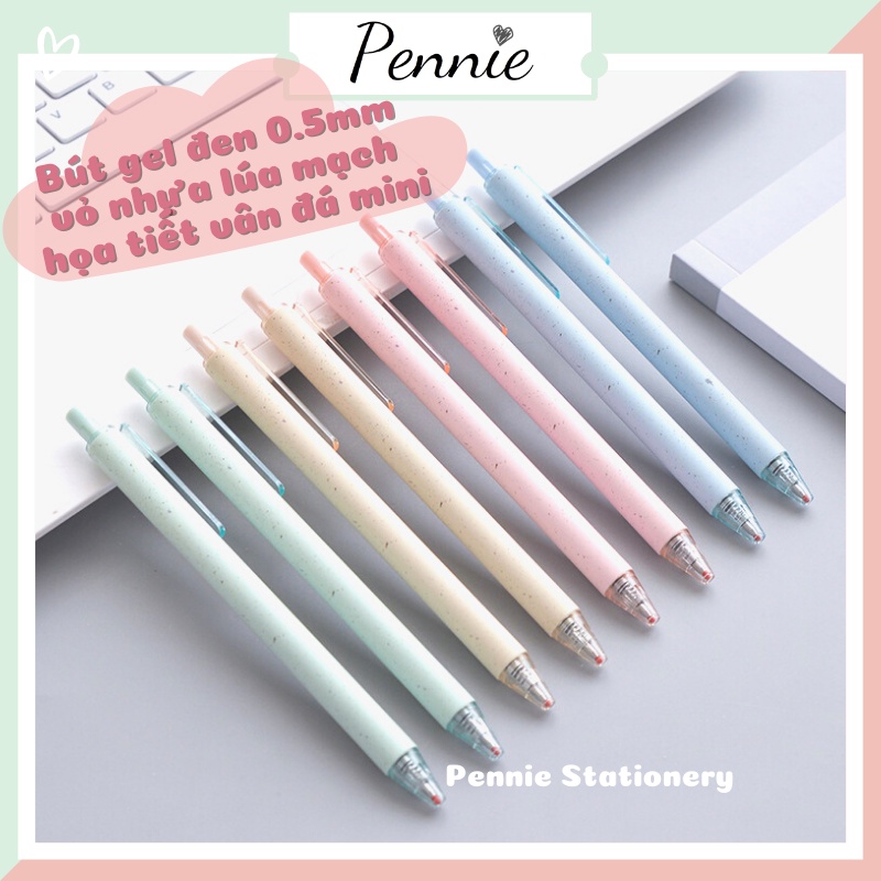 [Mã LIFE1003ALL giảm 10% đơn 50K] Bút gel Pennie đầu bấm lúa mạch thân màu pastel họa tiết vẩy mực độc đáo