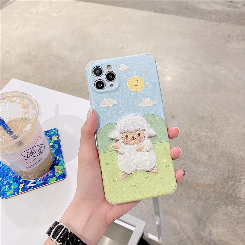 Ốp lưng iphone thêu cừu happy 5/5s/6/6plus/6s/6splus/7/7plus/8/8plus/x/xr/xs/11/12/pro/max/plus/promax - Awifi X5-2