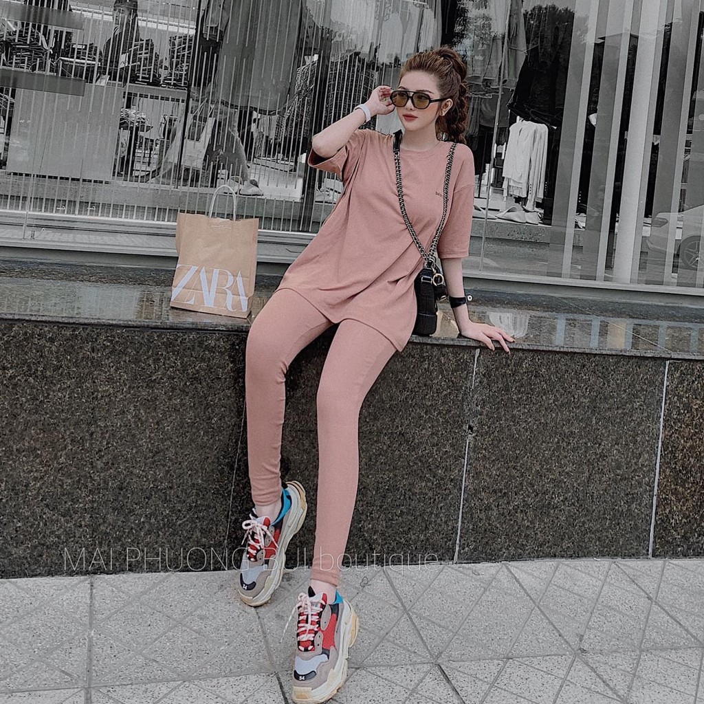 Bộ Cotton Thụng Balencia Thêu Chữ Nổi | BigBuy360 - bigbuy360.vn