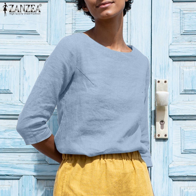 Áo Nữ ZANZEA Tay 3/4 Cổ Tròn Thời Trang