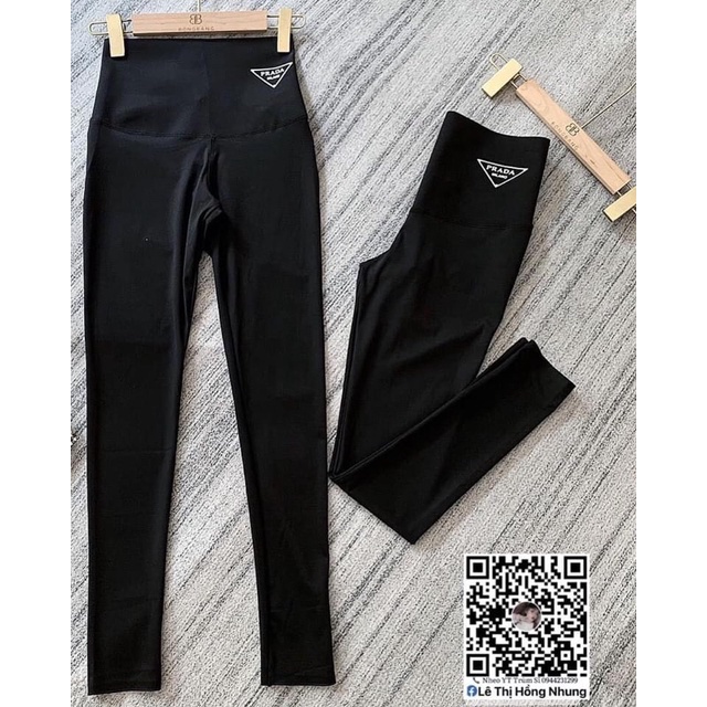 QNU145 - QUẦN LEGGING NỮ ĐEN CẠP PRADA HỘP TRẮNG | WebRaoVat - webraovat.net.vn