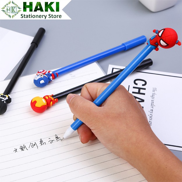 Bút bi cute mực gel siêu anh hùng HAKI, bút bi nước mực đen ngòi 0.5mm nhiều màu dễ thương B16