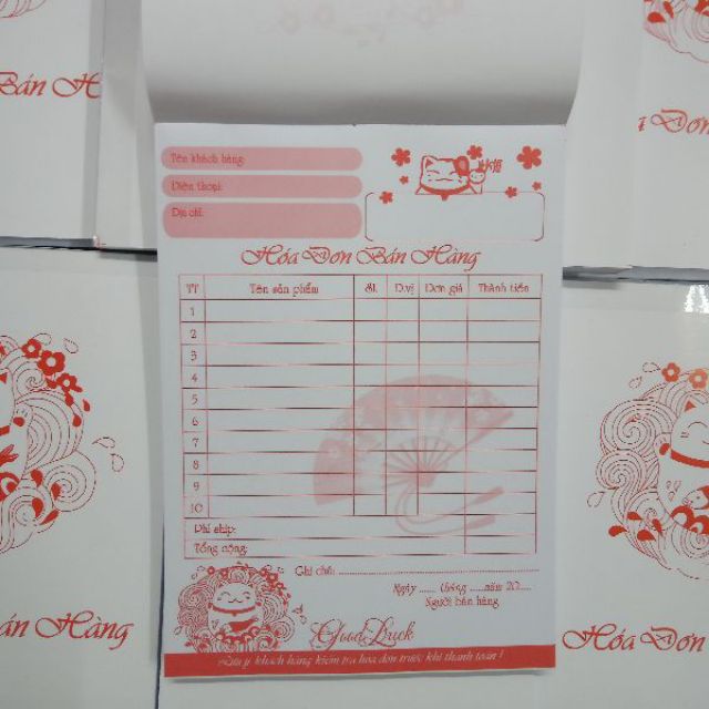 Hóa đơn bán hàng mèo thần tài 1 liên khổ A6-100t/q