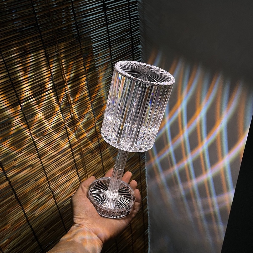 Đèn ngủ cảm ứng pha lê chụp trụ cổng sạc USB trang trí phòng ngủ phòng khác, bàn, quà tặng-Ráp