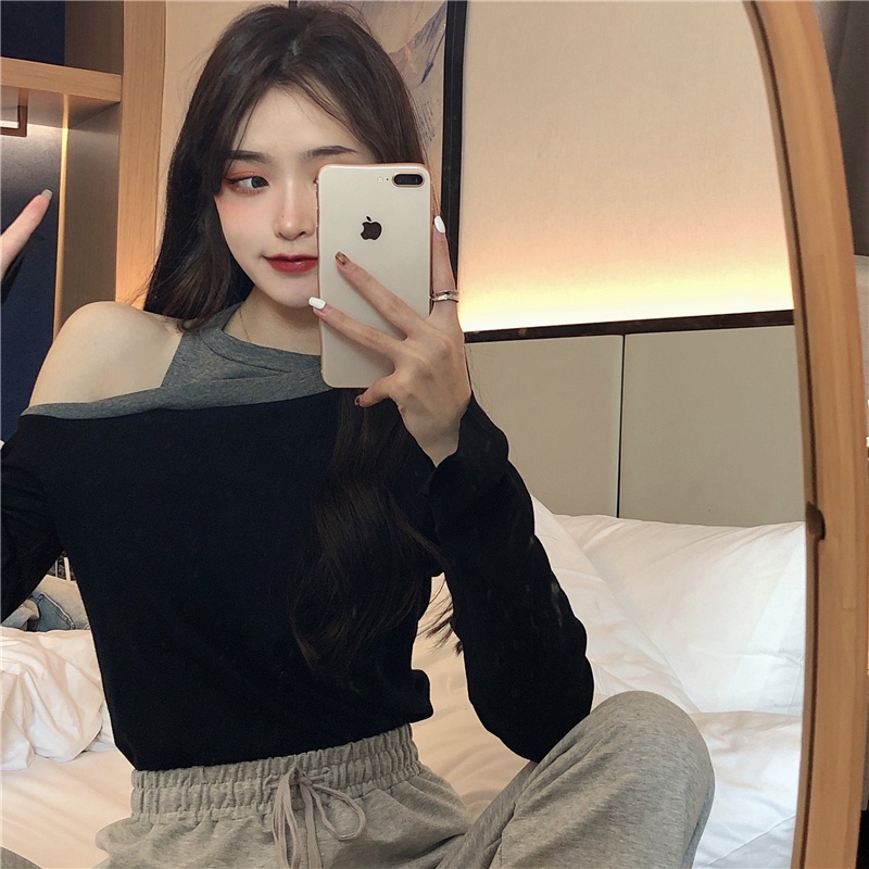 SUXI Áo Thun Tay Dài Dáng Rộng Thiết Kế Độc Đáo Thời Trang Mùa Thu Cho Nữ