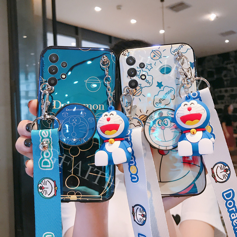 Ốp Điện Thoại Blu-ray In Hình Doraemon Có Giá Đỡ + Búp Bê Cho Samsung Galaxy A52S 5G SamsungA52S GalaxyA52S 5G 2021