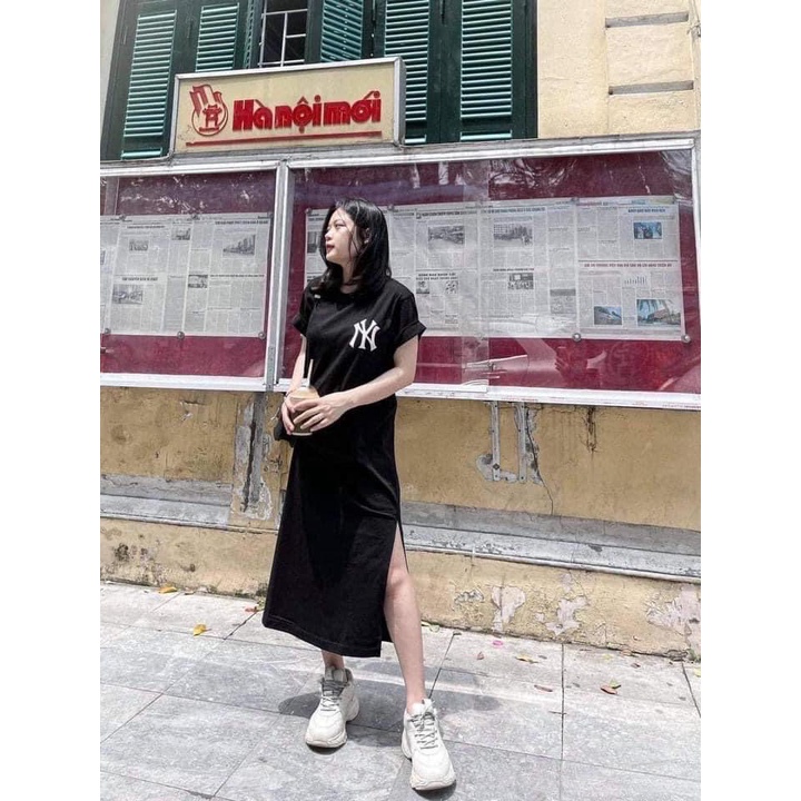 Váy suông dáng dài N.Y xẻ sườn, đầm suông dài thun cotton co giãn | BigBuy360 - bigbuy360.vn