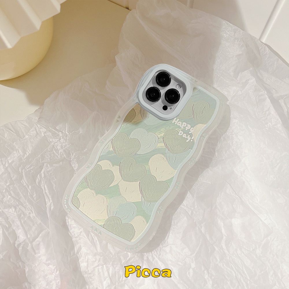 Ốp Điện Thoại TPU Mềm Hình Trái Tim Màu Xanh Lá Dễ Thương Cho IPhone 7 8 14 6 6s Plus 11 14 12 13 Pro MAX XR XS MAX X SE 2020