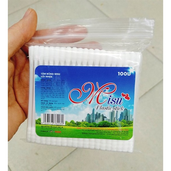 Gói 100 Que bông tai cán nhựa người lớn Misu