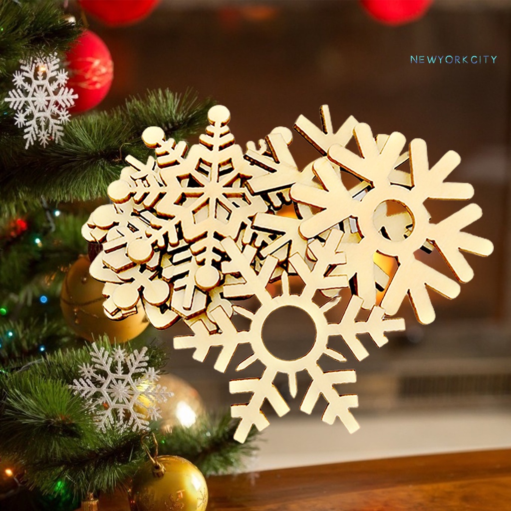 Bộ 10 bông tuyết bằng gỗ trang trí giáng sinh