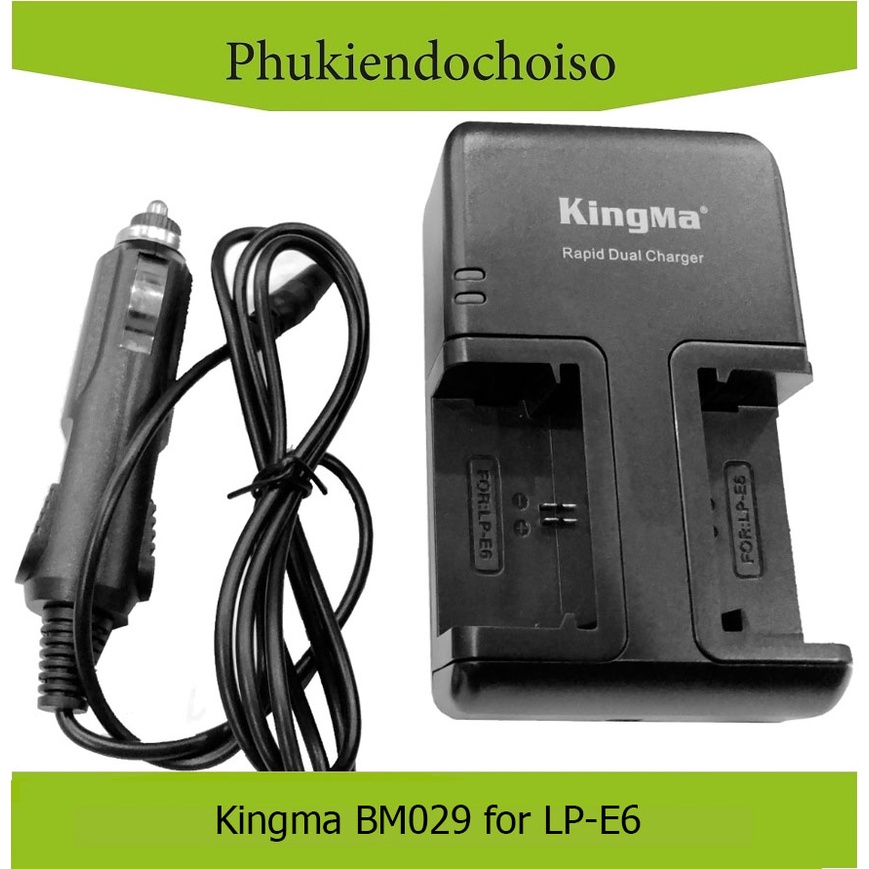 Sạc đôi kingma cho pin LP-E6 (BM029), đầu cắm trên oto