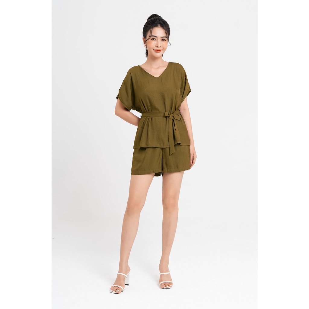 Bộ Mặc Nhà Nữ Áo Nơ Eo, Quần Cạp Chun Lamer O68S22H004