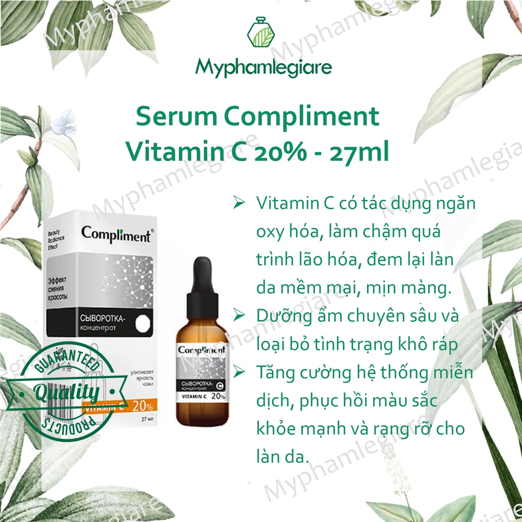 Serum Compliment Vitamin C 20% trắng sáng da, mờ thâm sạm