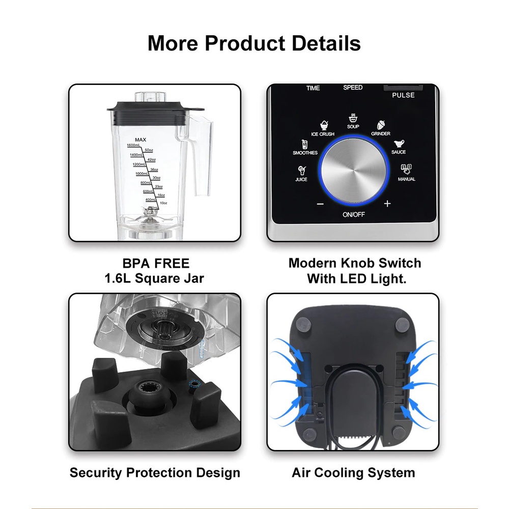 Máy xay sinh tố chuyên nghiệp BioloMix T5600 công suất cao 2200W không chứa BPA